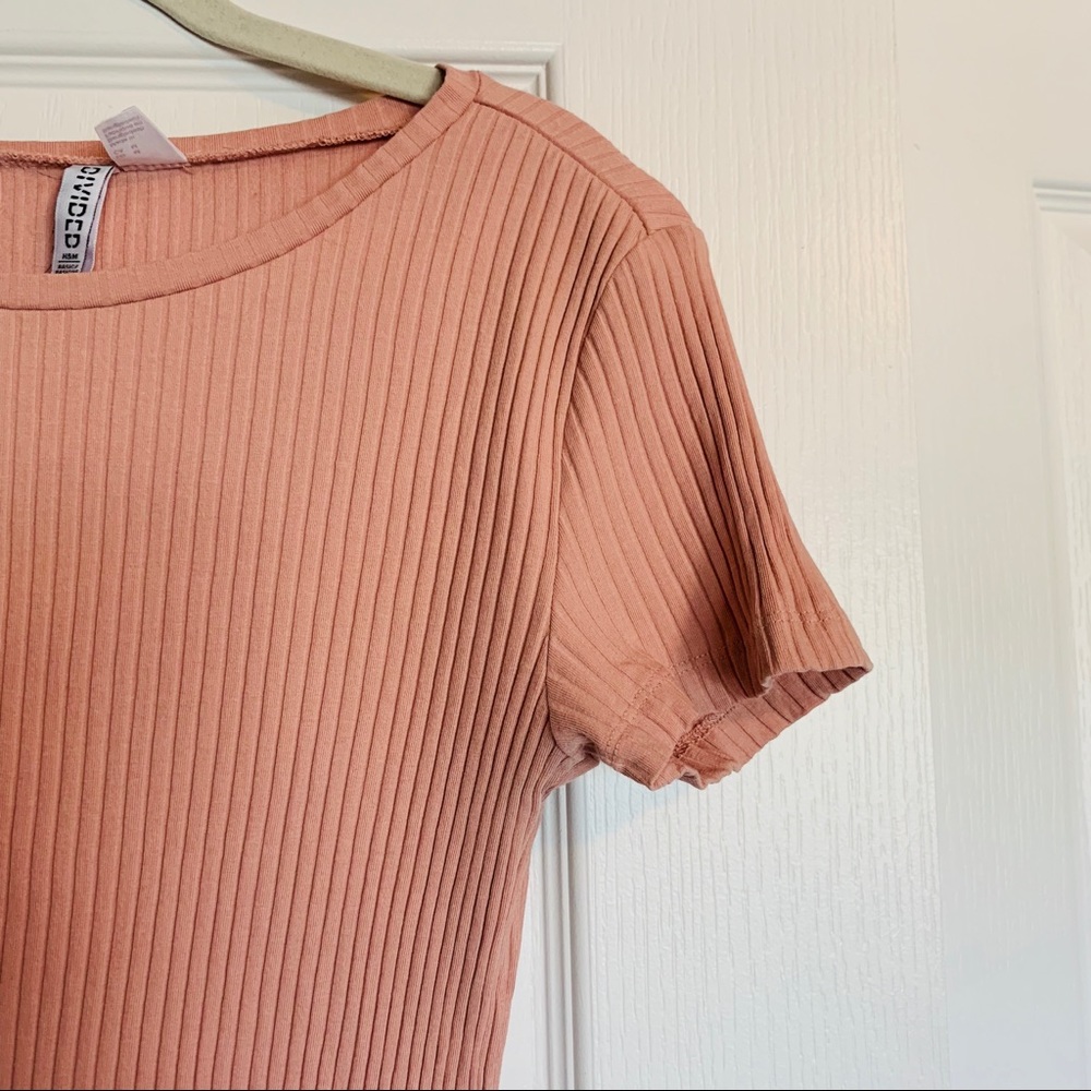 H&M Powder Pink Ribbed Bodycon Dress - Picture 3 of 6